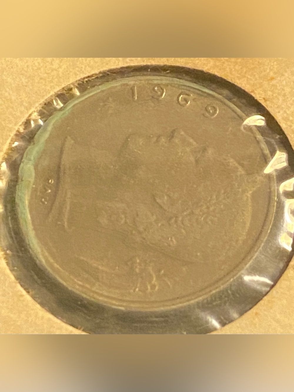 1969 RARE ERROR 1 Franc coin from Belgium